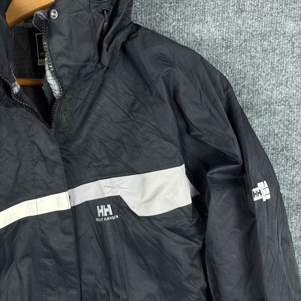 Y2K Helly Hansen Ski Jacket Shell Womens Medium HellyTech Black Full Zip - Picture 3 of 16